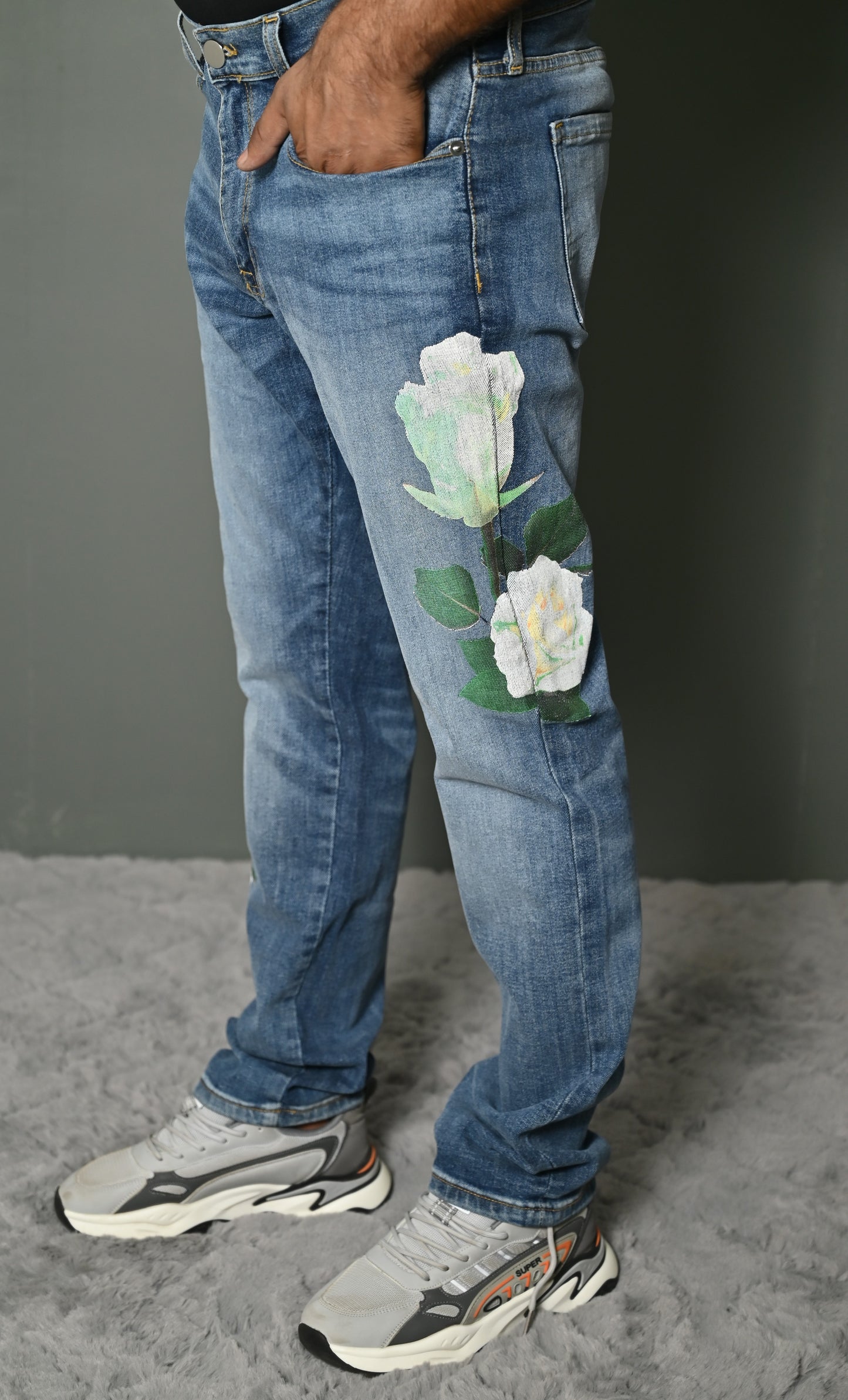 MENS FLORAL JEANS